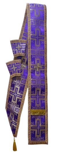 ОРАРЬ  Дияконський  Фіолетовий + поручі  ↔17,5см ↕250см   Парча 