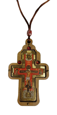 ПІДВІСКА хрест  ↕8.5см ↔6.2см   Дерево Оргскло