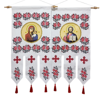 ХОРУГВИ Білі Вишиті  ↕120см ↔60см Габардин