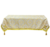 СКАТЕРТИНА   Біло-золота   ↕155см ↔155см   Парча