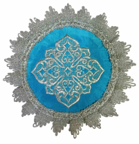 ПОДСТАВКА под подсвечник Голубая 16см Габардин + Бархат