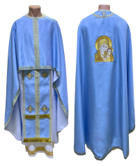 Облачення   Блакитно-золоте  54р/д145см   Парча фактурна  "Ікона Казанська"