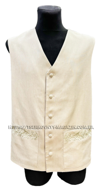 ЖИЛЕТ Беживий   р54   Льон-габардин  Вишивка