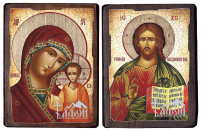 Пара Вседержитель Казанская   17/13см Дерево Литография 