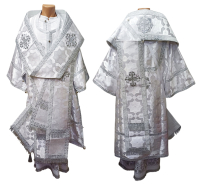 Архієрейське облачення   Біле-Срібло   54р.   Парча "Хрест"