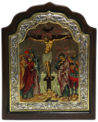 РОЗП'ЯТТЯ   ↕22см ↔16,5см МДФ Шовкографія Срібло Сусальне золото Греція