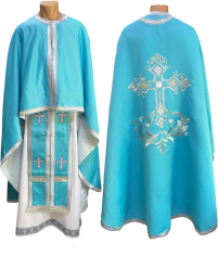 Облачення   Блакитне  52р/д145см   Королівський атлас Вишивка