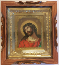 ІСУС В ТЕРНОВОМУ ВІНКУ ↕19см ↔17см Дерево Літографія