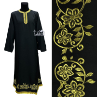 ПІДРИЗНИК   Чорний   р50/д155см   Габардин Вишивка "Квітка"