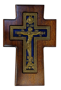 КРЕСТ настенный ↕21см ↔14см Дерево Металл Эмаль