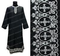 ПІДРИЗНИК   Чорний   р48/д150см   Габардин Вишивка "Хрест"