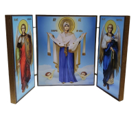 Складень "Покров Б.М" (Арх. Михаїл та Гаврїл) ↕8.5см ↔6см  ДСП Літографія