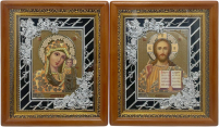 Пара Вседержитель  Казанська   ↕28,5см ↔23,5см Літографія   №52 ТС Виноград