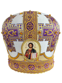 МИТРА   Бело-фиолетовая   Размер 57.5   Парча      