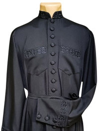 Підрясник болгарський   Чорний  48р   Штучний шовк СОФТ  Вишивка 33  ґудзика