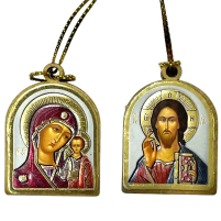 ПІДВІСКА Вседержитель/Казанська (Війзантійський лік)   3,5/2,5см   Дерево  Літографія 