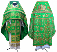 Облачение священника   Зеленая 60р/д000см   Королевский Атлас  Вишивка "Тройца"