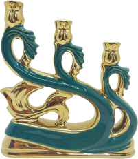 СВІЧНИК Зелений Комбінований Хвиля ↕15,5см