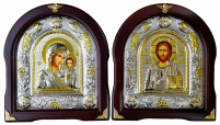 Пара Вседержитель Казанская   ↕28см ↔25см Полиграфия PVD(серебрение)