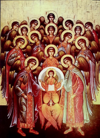 Собор Святих СИЛ БЕЗТІЛЕСНИХ   ↕20см ↔15см  МДФ Поліграфія