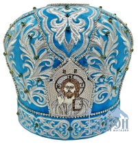 МИТРА   Голубая   Размер 58   Бархат Вышивка 