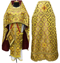 Облачення священника  Комбінована  52-54р/д155см   Парча "Жовте-бордо" 