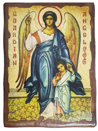 АНГЕЛ С ДЕТЬМИ   ↕17см ↔13см Дерево Литография