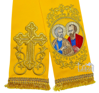 ЗАКЛАДКА для ЄВАНГЕЛІЄ Жовта 14/140см Парча "Петро і Павло"