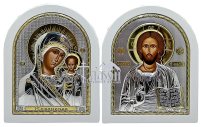 Пара Вседержитель Казанская   ↕24.5см ↔20см Полиграфия PVD(серебрение)