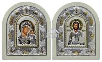 Пара Вседержитель Казанская   ↕29см ↔23.5см Полиграфия PVD(серебрение)