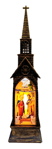 ВЕРТЕП Рожественский ФОНАРЬ Церковь  ↕22см ↔5,2см↔5,2см  Пластмасса с подсветкой