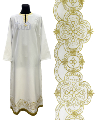 ПОДРИЗНИК   Белый   р56/д155см   Габардин Вышивка 