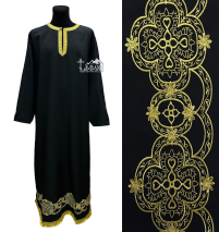 ПІДРИЗНИК   Чорний   р58/д155см   Габардин Вишивка "Ажурний хрест"