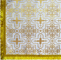 СКАТЕРТИНА   Біло-золота   ↕130см ↔120см   Парча