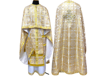 Облачення  Біло-золоте  56р/д145см   Парча "Хрест в рамці"