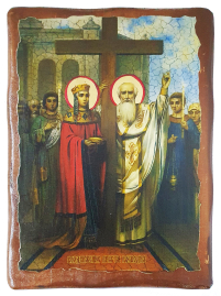 ВОЗДВИЖЕНИЕ КРЕСТА ГОСПОДНЯ   ↕23см ↔17см Дерево Литография