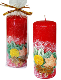 Свеча ДЕКОРАТИВНАЯ РОЖДЕСТВЕНСКАЯ   ↕14см Ø5,5см  Парафин