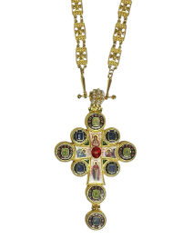 КРЕСТ Наперсный ↕14см ↔8см Латунь  Позолота