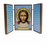 Складень "Спас Нерукотворний" (Арх. Михаїл та Гавриїл)  ↕8.5см ↔6см  ДСП Літографія