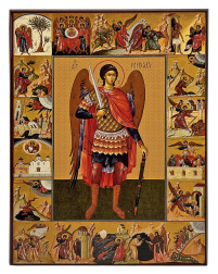 МИХАИЛ АРХАНГЕЛ с житием   ↕20см ↔15см МДФ Полиграфия