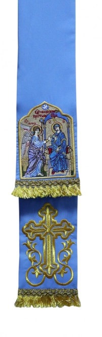 ЗАКЛАДКА для ЄВАНГЕЛІЄ "Благовіщення" Блакитна 14/140см Габардин Вишивка