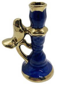 ПОДСВЕЧНИК Синий Комбинированный Птичка на тюльпане  ↕11см