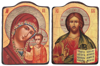 Пара Вседержитель Казанская   17см ↔12.5см   Дерево Литография 