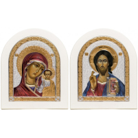 Пара Вседержитель Казанська   ↕21см ↔17.5см МДФ Сріблення Золочення Шовкографія Італія