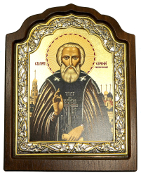 СЕРГІЙ РАДОНЕЗЬКИЙ   ↕22см ↔16.5см МДФ Шовкографія Срібло Позолота Сусальне золото Греція