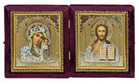 Складень Вседержитель Казанская   ↕23см ↔21см Фиолетовый Бархат