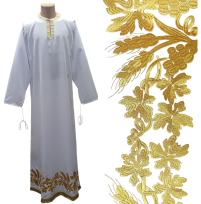 ПОДРИЗНИК   Белый   54р/д155см   Габардин Вышивка 