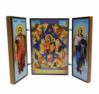 Складень "Неопалима Купина" (Арх. Михаїл та Гавриїл) ↕8.5см ↔6см  ДСП Літографія