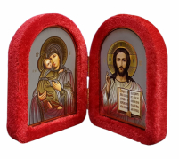Складень Вседержитель Владимирская   ↕10см ↔7,5см Красный