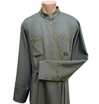 Підрясник грецький   Хакі    Костюмна тканина  56р  Вишивка Виноград 